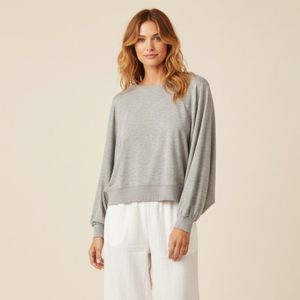 Calypso St. Barth Light Gray Buttery Soft Sweatshirt Size X-Small NWOT
